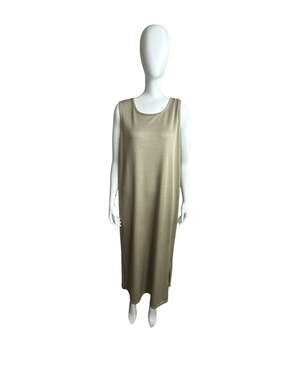 Melrose Studio Metallic Gold Sleeveless Maxi Dress with Side Slits